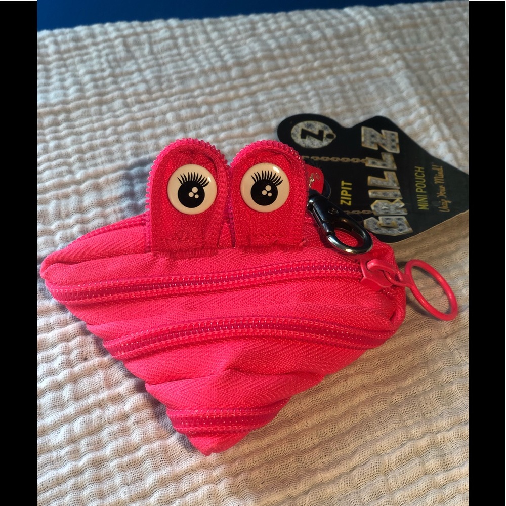 ZIPIT GRILLZ NEON PINK MINI POUCH COIN PURSE NWT